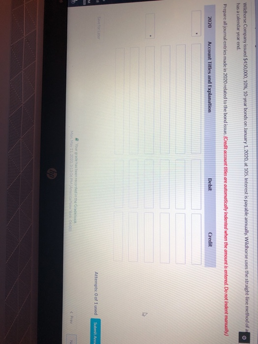 Company issued $450,000. 10%, 10 year bonds on January 1, 2020, at