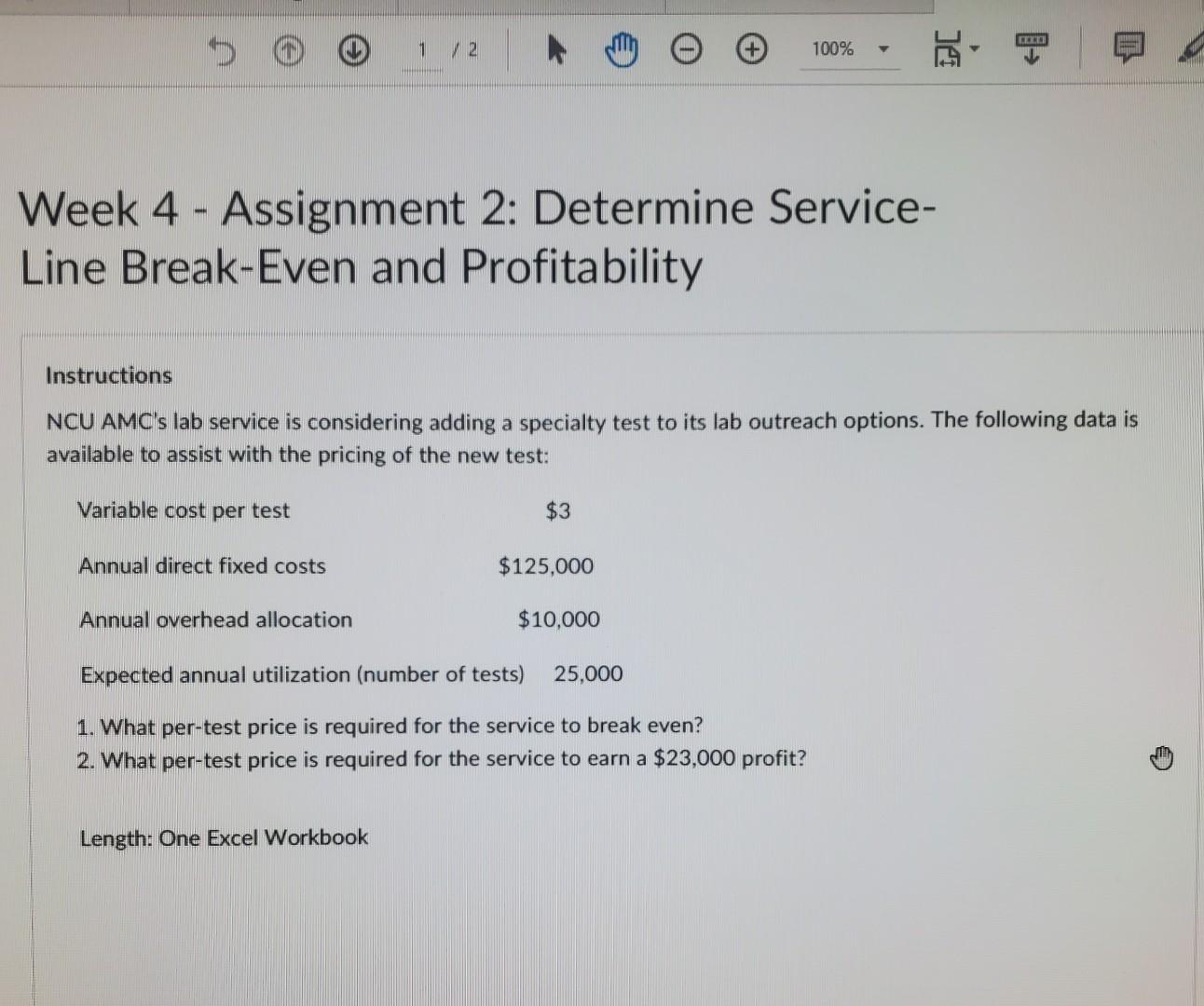  1 / 2 100% Week 4 - Assignment 2: Determine Service-