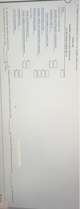 which 10,100 were sold Operating data for the month are summarized as