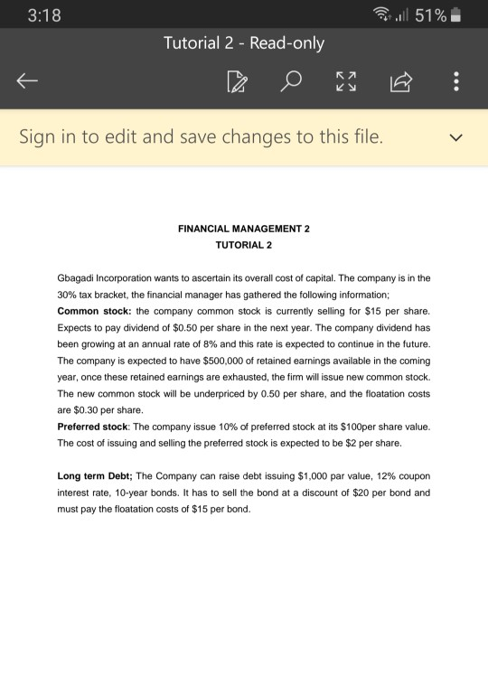 3:18 Sell 51% Tutorial 2 - Read-only Sign in to edit