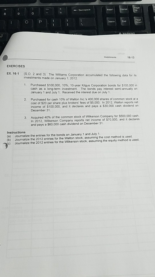  nsert 8 9 0 Delete 16-13 EXERCISES EX. 16-1 (S O.