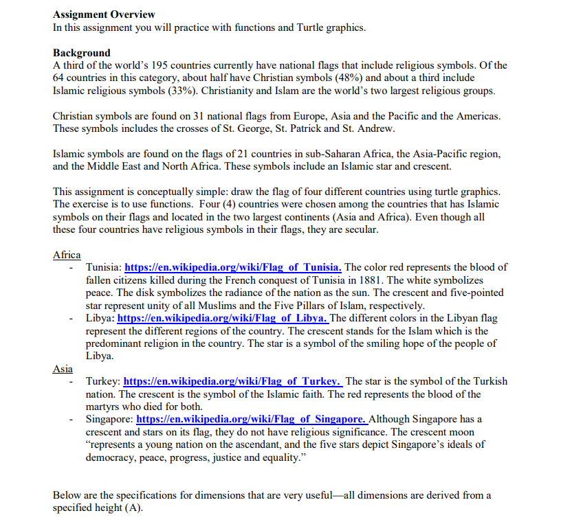  Turtle graphics Python problem Assignment Overview In this assignment you will