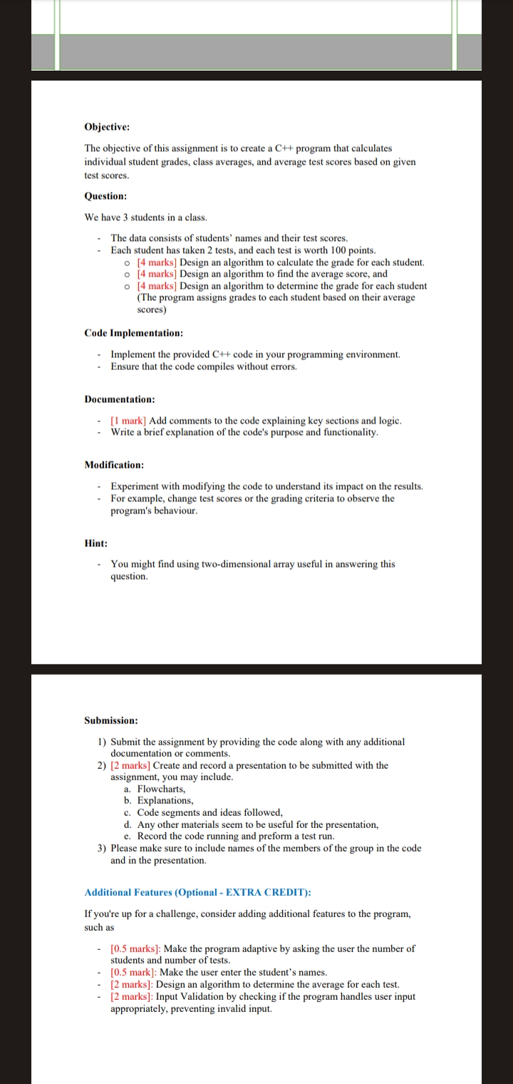  Objective: The objective of this assignment is to create a C++