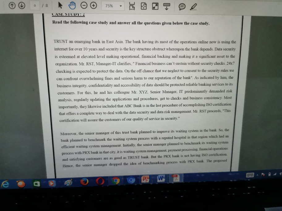 O / 8 75% JE CASE STUDY: Z Read the following