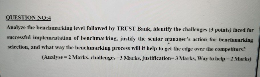 TRUST an emerging bank in East Asia. The bank having its most