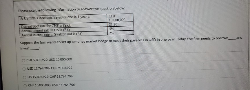  Please use the following information to answer the question below: A