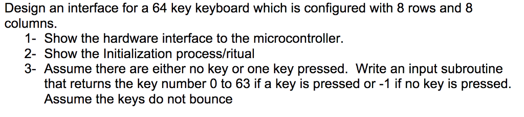 Design an interface for a 64 key keyboard which is configured