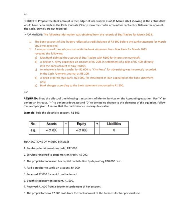 please assist eith a details answer in tables where appropriate so i