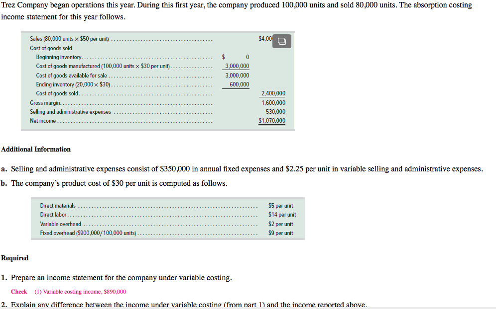  please use template (: Trez Company began operations this year. During