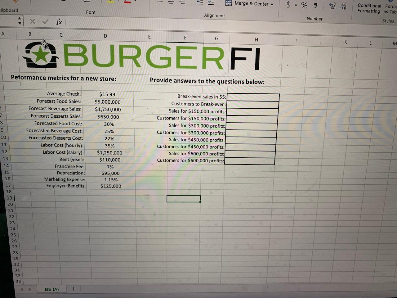 I need to help to complete this excel spread sheet. Here is