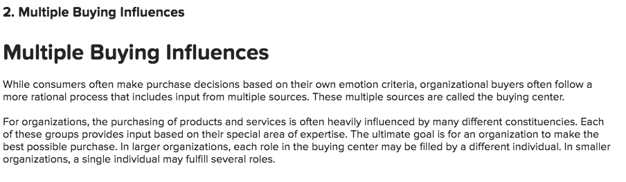  2. Multiple Buying Influences Multiple Buying Influences While consumers often make