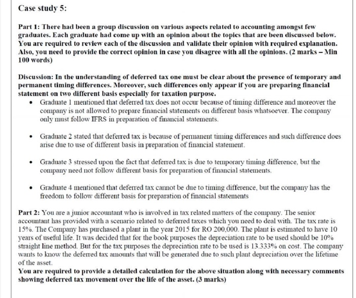  Case study 5: Part 1: There had been a group discussion