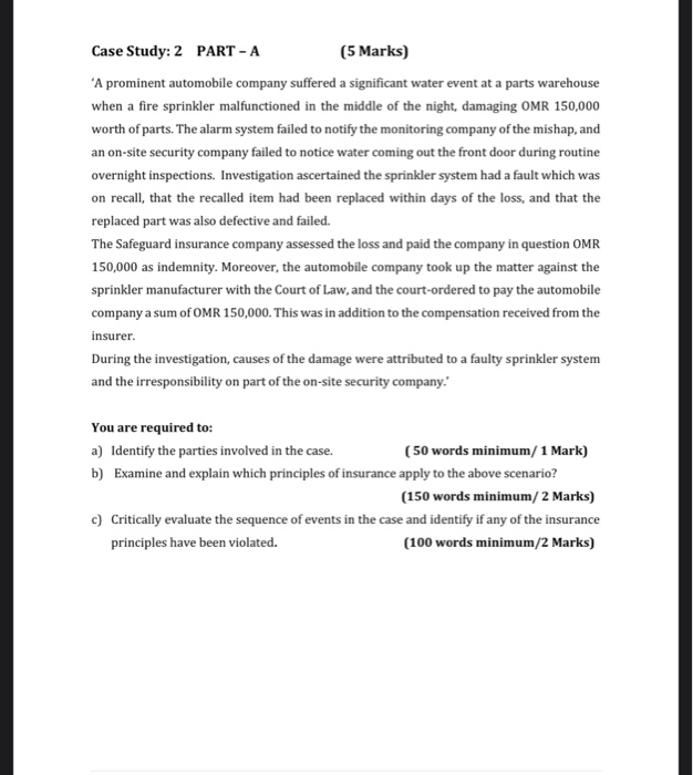  Case Study: 2 PART -A (5 Marks) A prominent automobile company