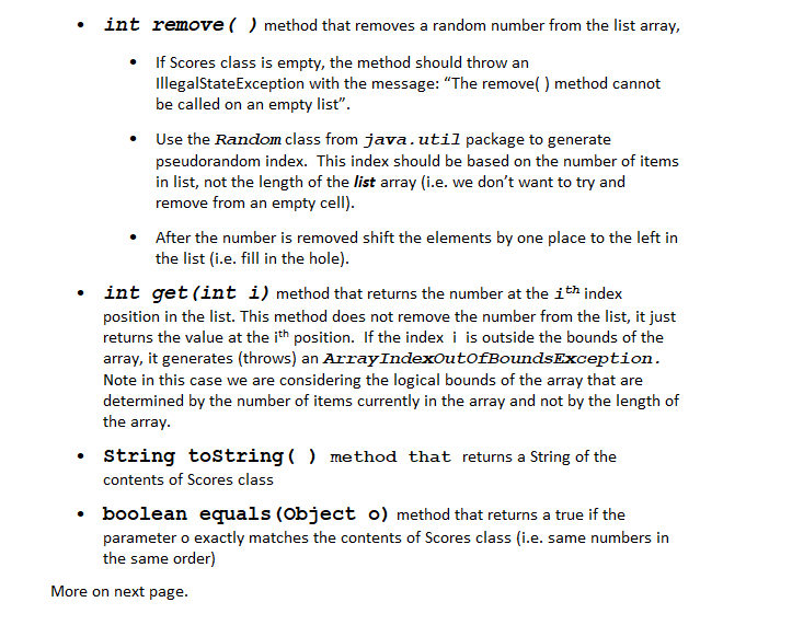 Java class libraries in this assignment. In particular, you cannot use the