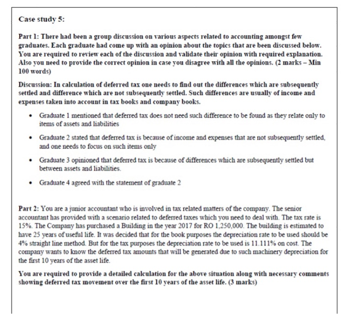  Case study 5: Part 1: There had been a group discussion