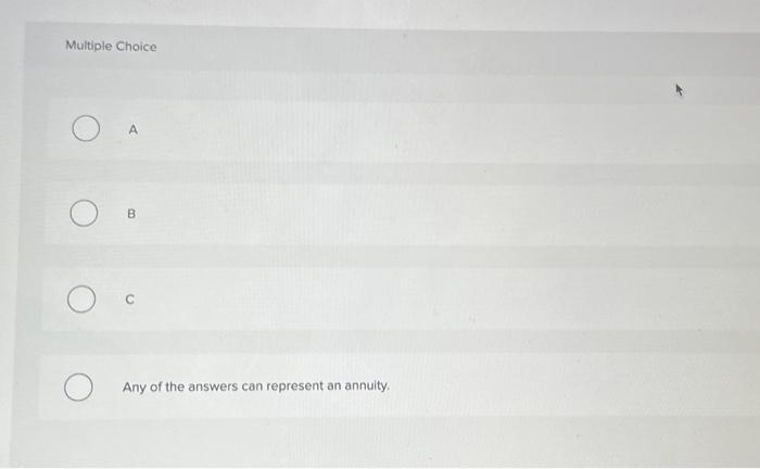 rate of retum, which of the following cash flow potterns repcesents an