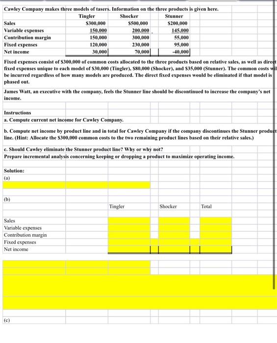 please help will upvote if correct Cawley Company makes three models of