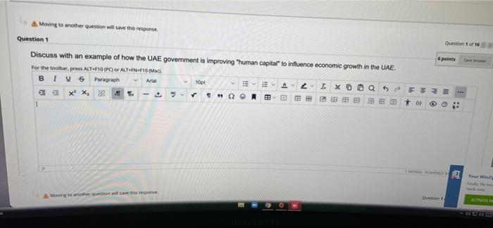  Moving to another question will save this response Question 1 Question