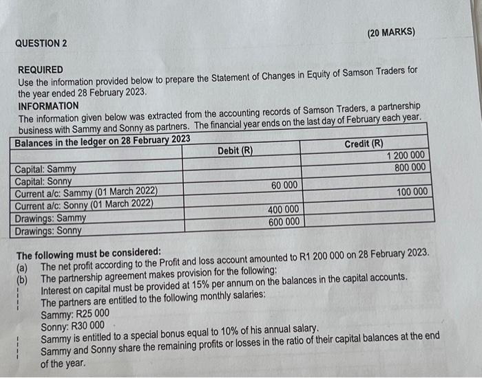  REQUIRED Use the information provided below to prepare the Statement of