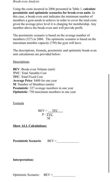 the variable and fixed costs incurred in 2006. It provides an example