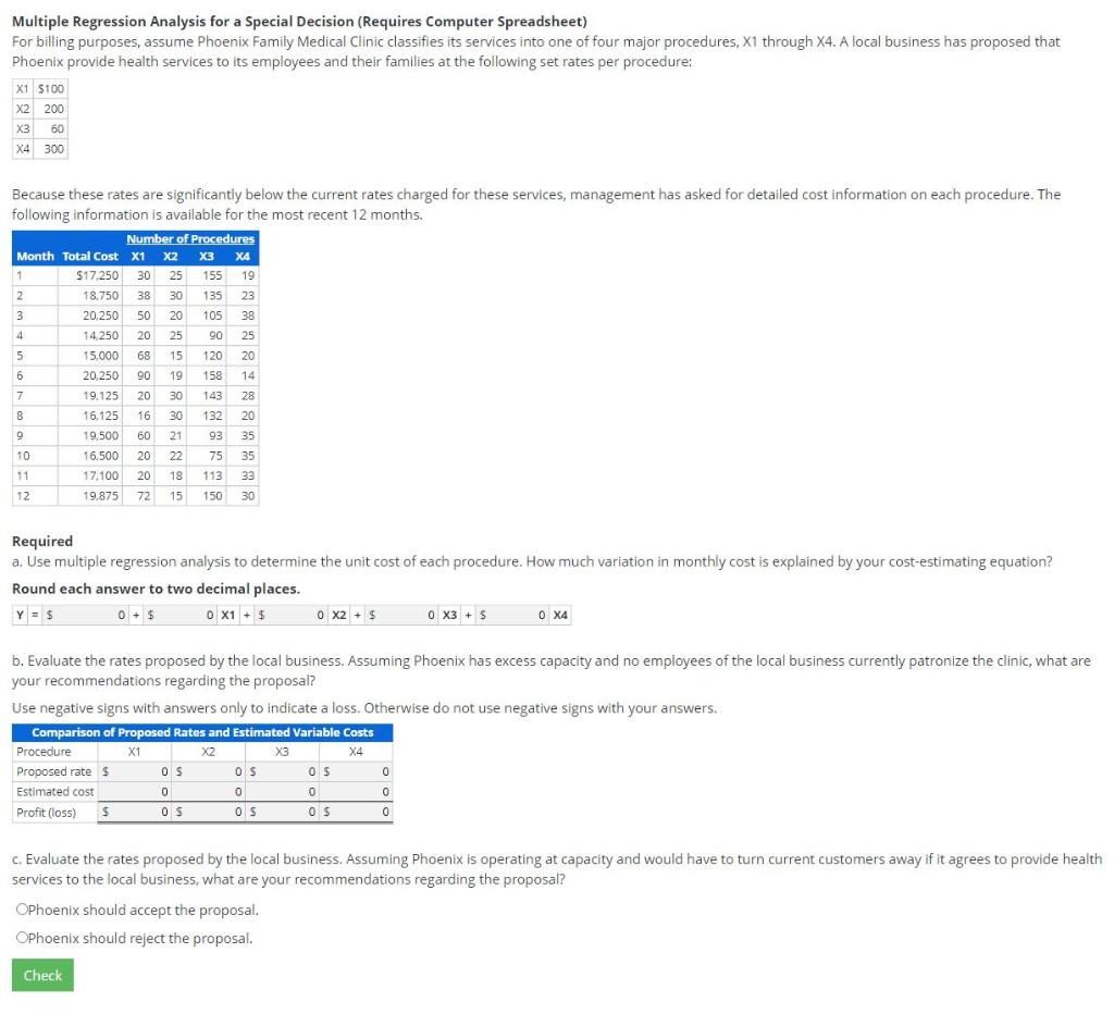  Multiple Regression Analysis for a Special Decision (Requires Computer Spreadsheet) For