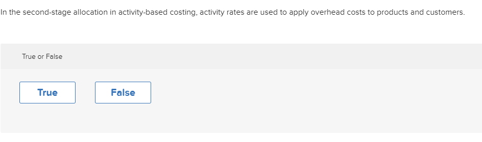  In the second-stage allocation in activity-based costing, activity rates are used