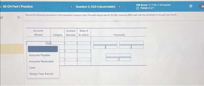  02 CH Part I Practice Question 3, CC2-3 (book/statle) ; HW