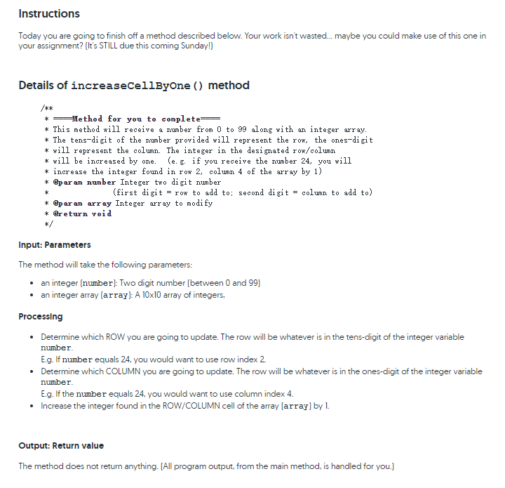  import java.util.Scanner; public class PoD { /** * ====Method for you