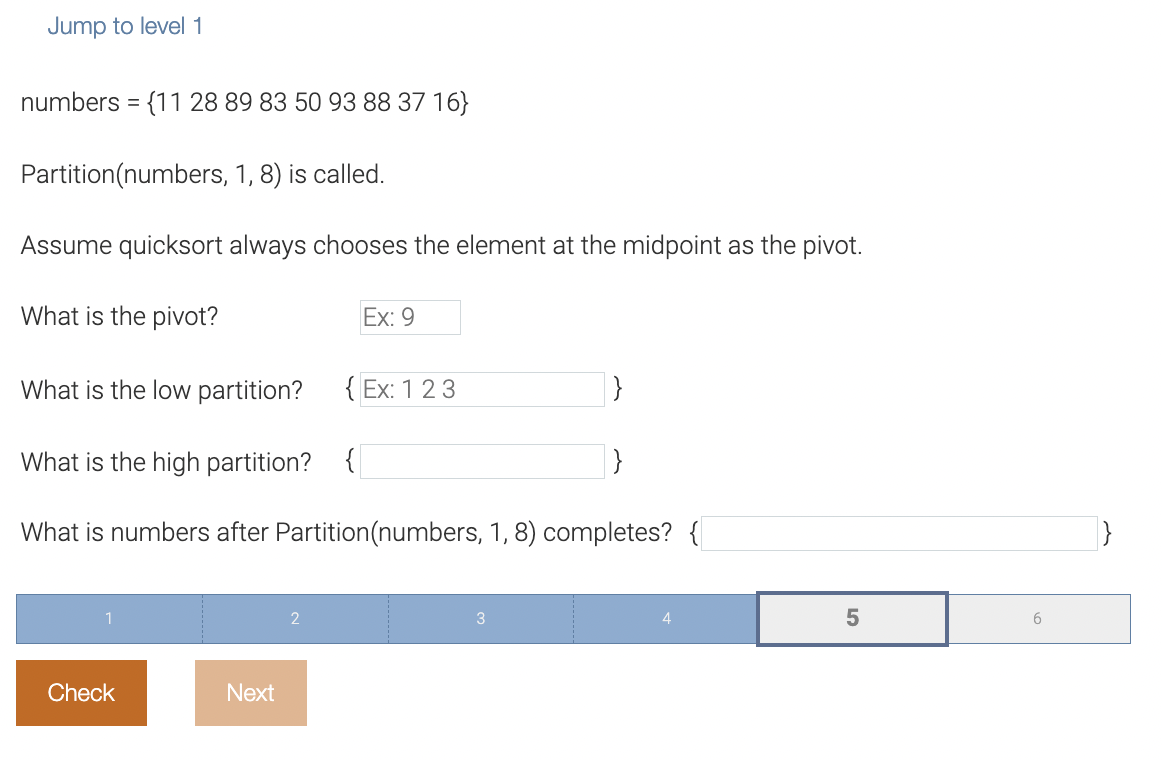 will be checked to find the value: 73 using binary search? Ex: