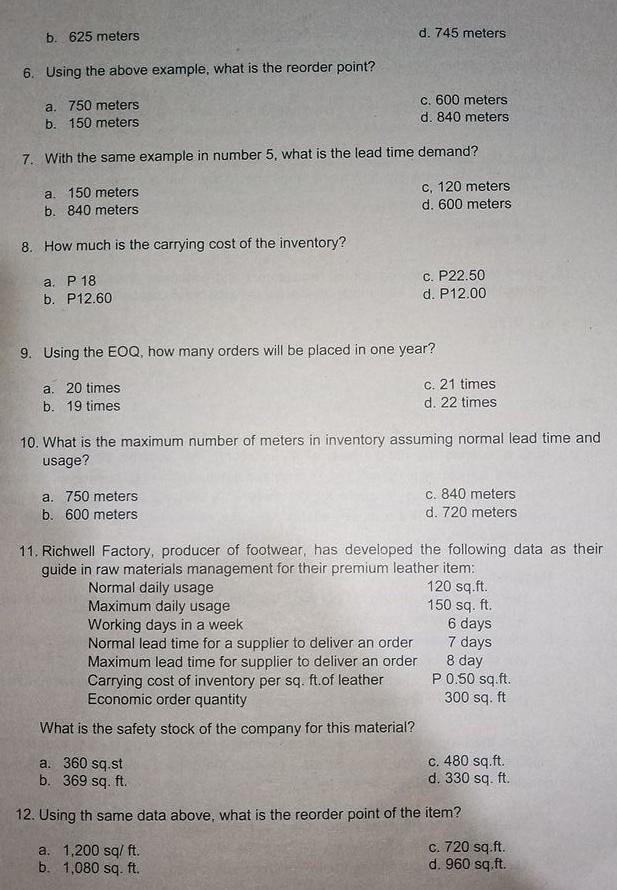 the company is 170 units of material A. The company's average daily