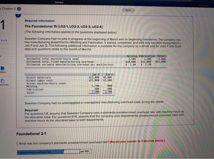  1-8 plz with explanation Connect Chegg.com Chapter 20 Saved 1 Required
