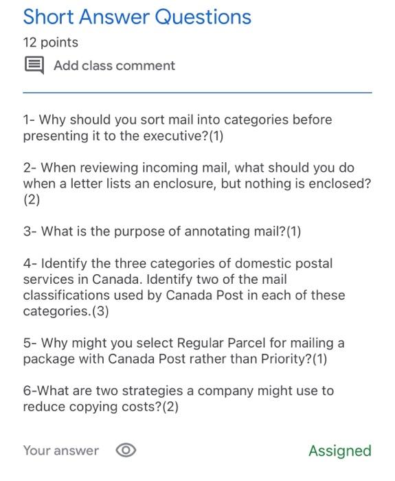c 1- Why should you sort mail into categories before presenting it