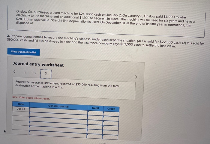 $28,800 salvage value. Straight-line depreciation is used. On December 31, at the