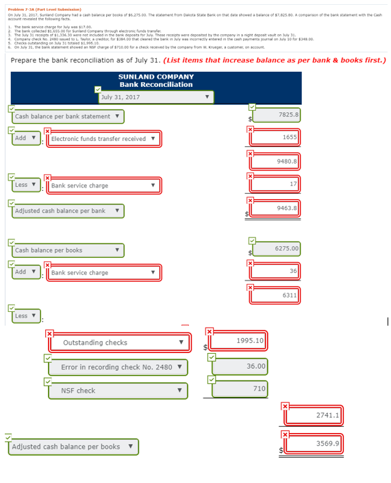 Please help me complete this. Problem 7-3A (Part Level Sulbmission) night depost