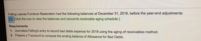 The aging of accounts receivable yields the following data: Age of Accounts