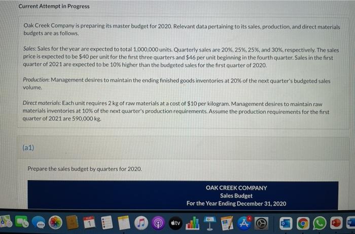  Current Attempt in Progress Oak Creek Company is preparing its master