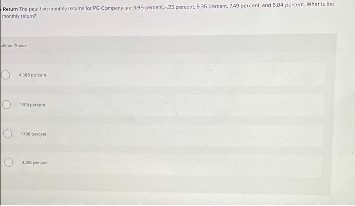 are 3.95 percent. - 25 percent. 5.35 percent 49 average monthly return?