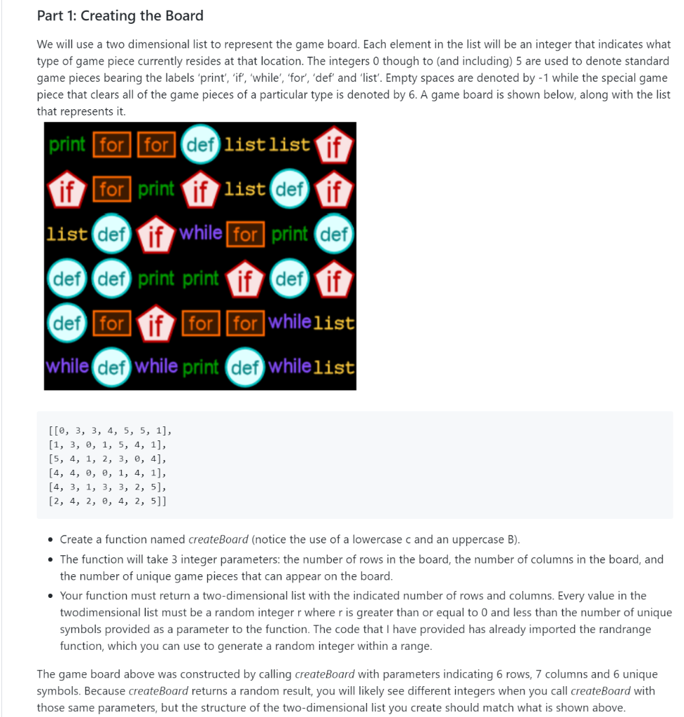 help with this in python? (disregard the GUI) Part 1: Creating the