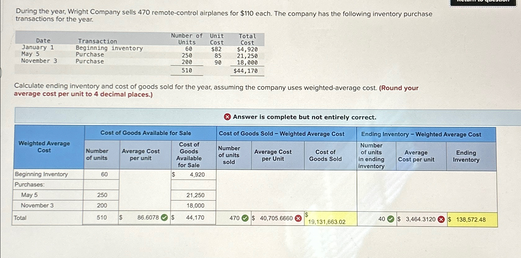  During the year, Wright Company sells 470 remote-control airplanes for $110
