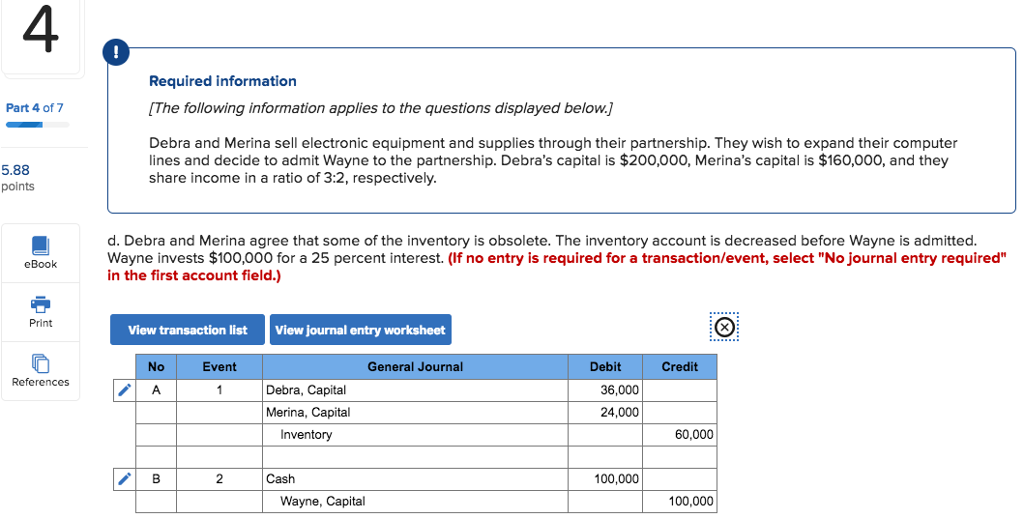 Merina sell electronic equipment and supplies through their partnership. They wish to