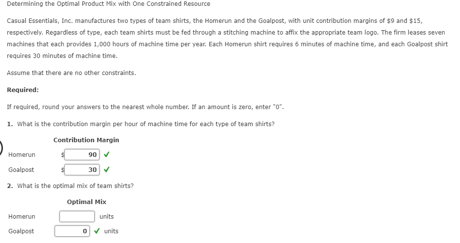  Determining the optimal Product Mix with One Constrained Resource Casual Essentials,