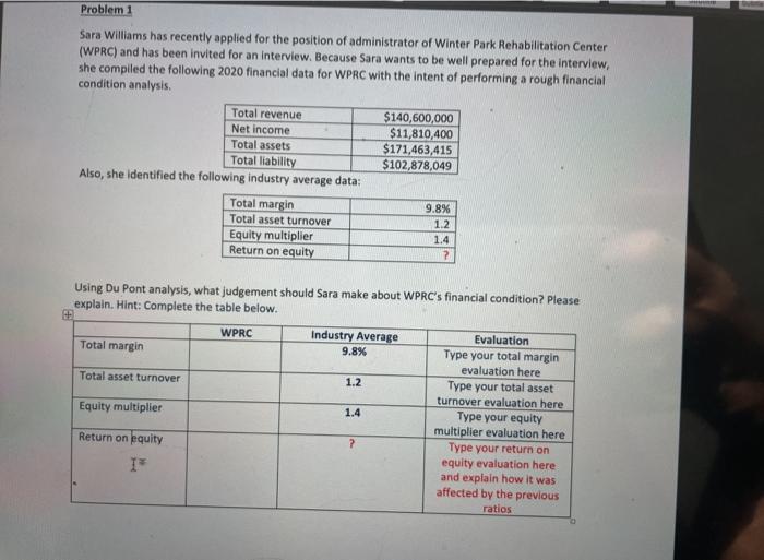 please answer all parts to question 1 and explain how you got