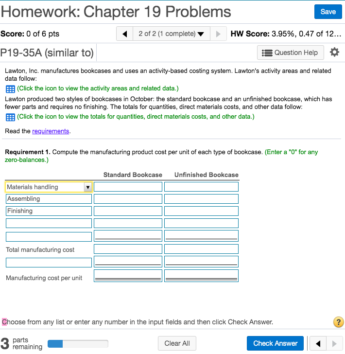  Save Homework: Chapter 19 Problems Score: 0 of 6 pts 2
