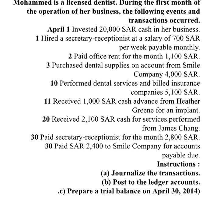  clear hand writing with steps please Mohammed is a licensed dentist.