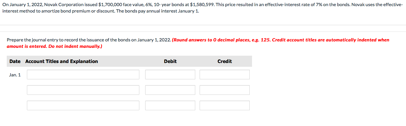 NOVAK CORP. Bond Discount Amortization Effective-Interest Method-Annual Interest Payments Annual Interest Periods