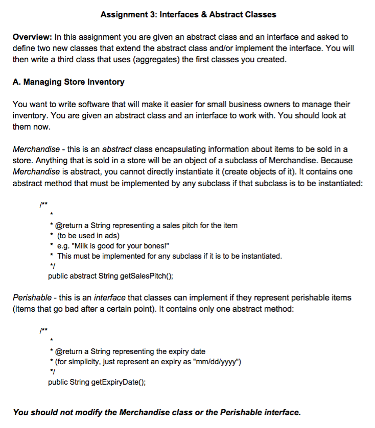  -----------------------------------------------MERCHANDISE.JAVA----------------------------------------------- /** DO NOT EDIT THIS CLASS * * @author murrayg