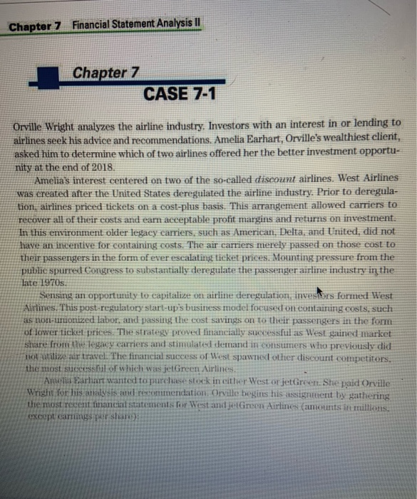  Chapter 7 Financial Statement Analysis II Chapter 7 CASE 7-1 Orville