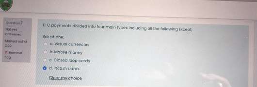 E-C payments divided into four main types including all the following