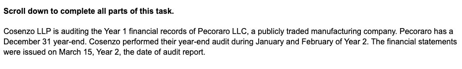  For part 2 the four answer choices for each event are: