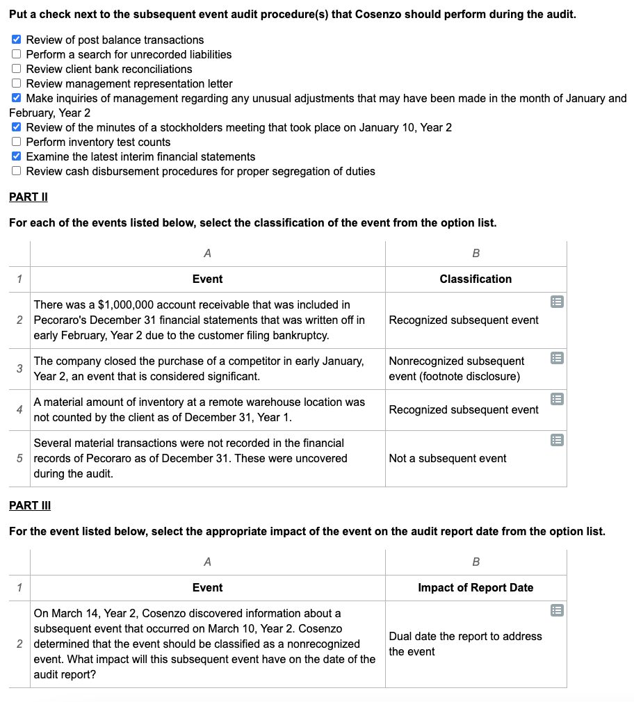 Recognized subsequent event, Non-recognized subsequent event (no footnote disclosure), Non-recognized subsequent event